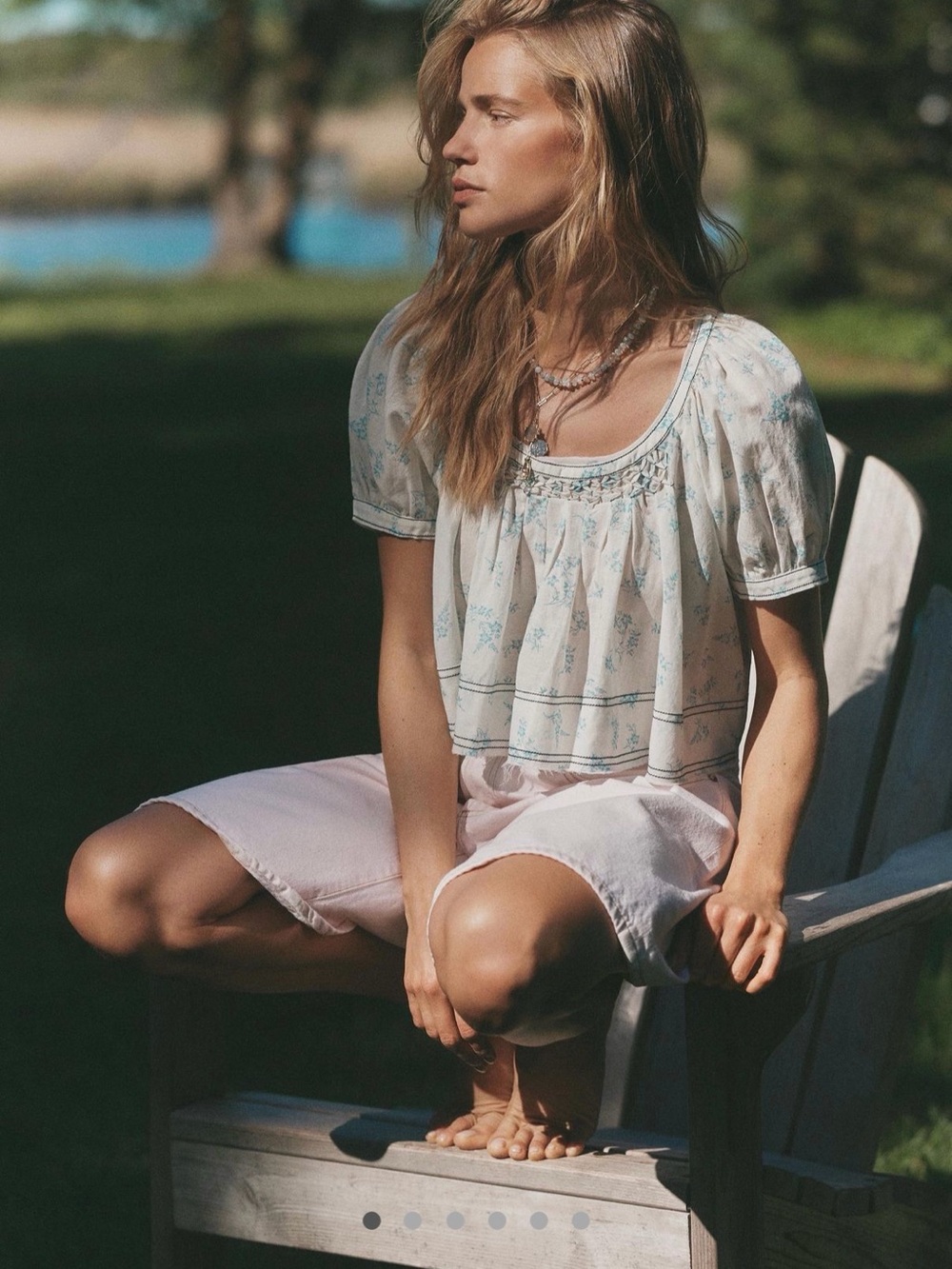 NWT Anthropologie Light Blue Floral Top size S